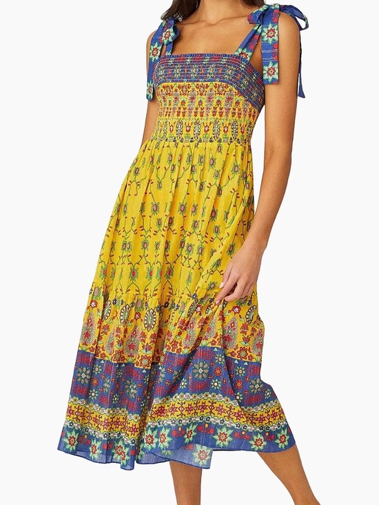 Shoshanna Dresses & Skirts - Shoshanna Geometric Smocked MIDI Dress Small
